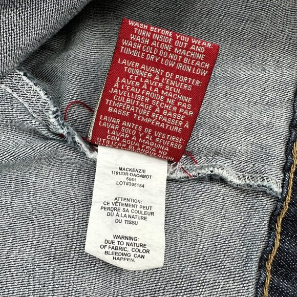 Makers Of True Originals Womens Blue Distressed Button Denim Jacket Sz M FLAW - Picture 7 of 10